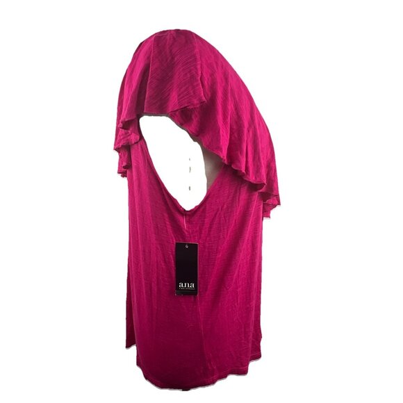 ana A New Approach XL Top Womens Sleeveless Ruffled V-Neck Fuchsia Pink - Picture 5 of 9
